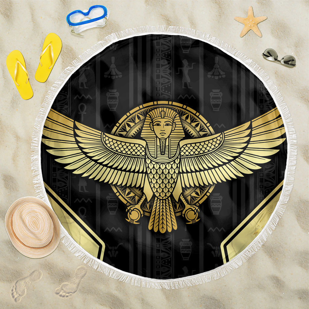 Egypt BA Beach Blanket Winged Pharaoh Hieroglyphic Patterns