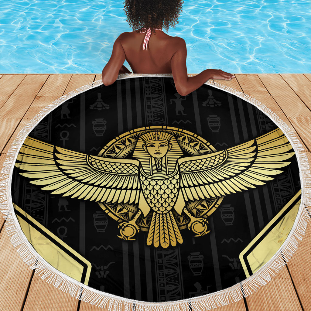 Egypt BA Beach Blanket Winged Pharaoh Hieroglyphic Patterns