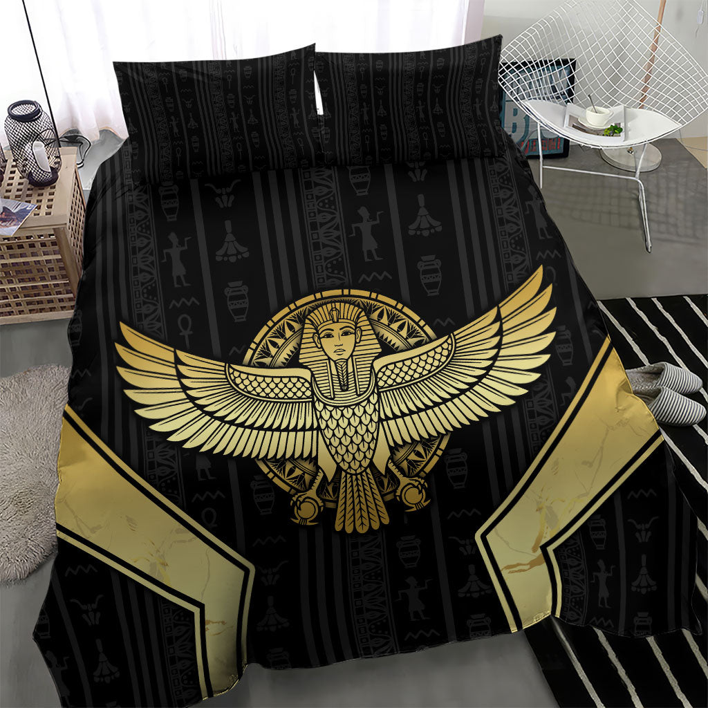 Egypt BA Bedding Set Winged Pharaoh Hieroglyphic Patterns