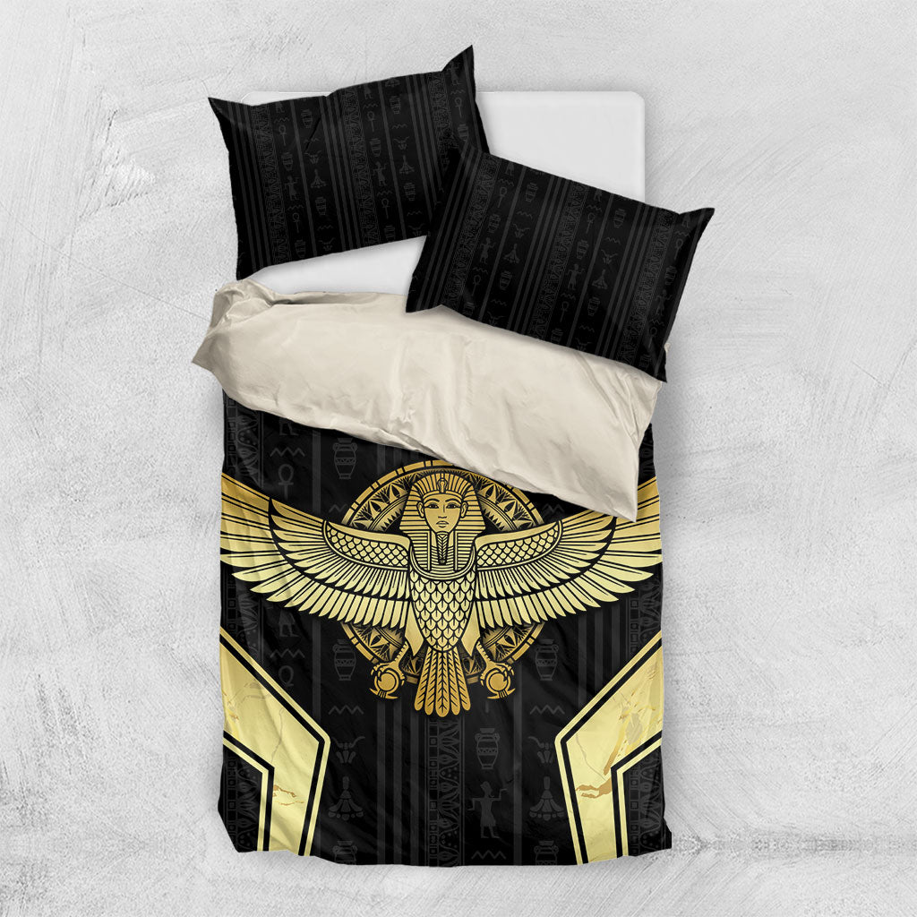 Egypt BA Bedding Set Winged Pharaoh Hieroglyphic Patterns