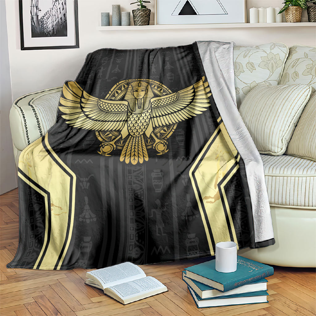 Egypt BA Blanket Winged Pharaoh Hieroglyphic Patterns