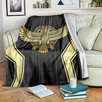 Egypt BA Blanket Winged Pharaoh Hieroglyphic Patterns