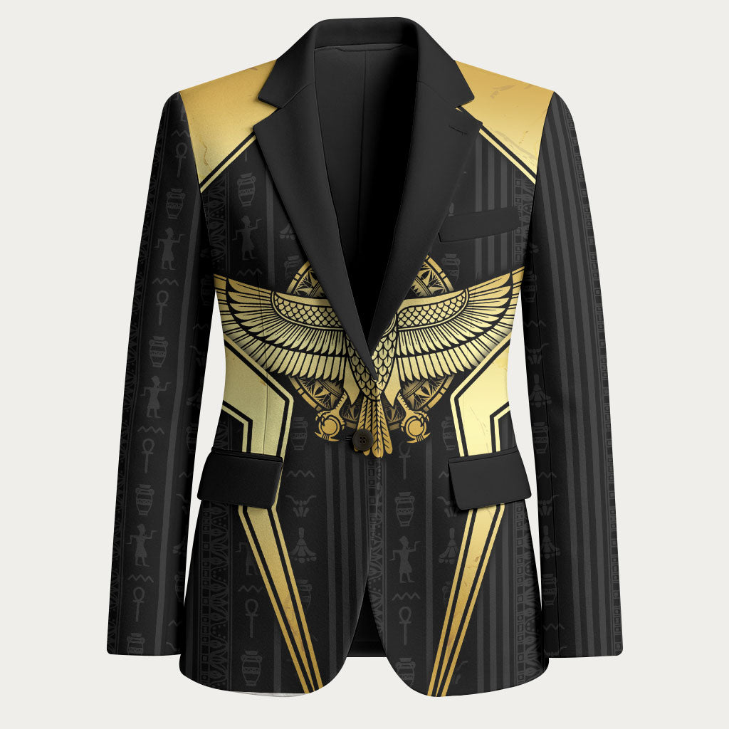 Egypt BA Blazer Winged Pharaoh Hieroglyphic Patterns