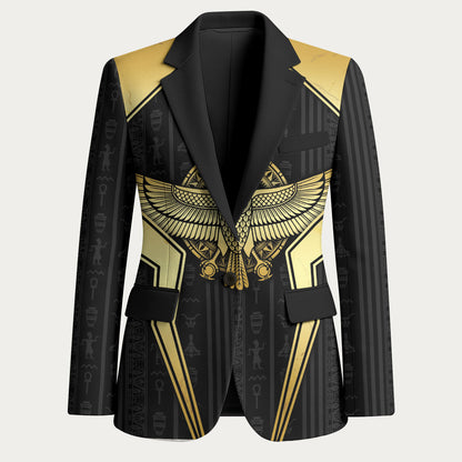 Egypt BA Blazer Winged Pharaoh Hieroglyphic Patterns
