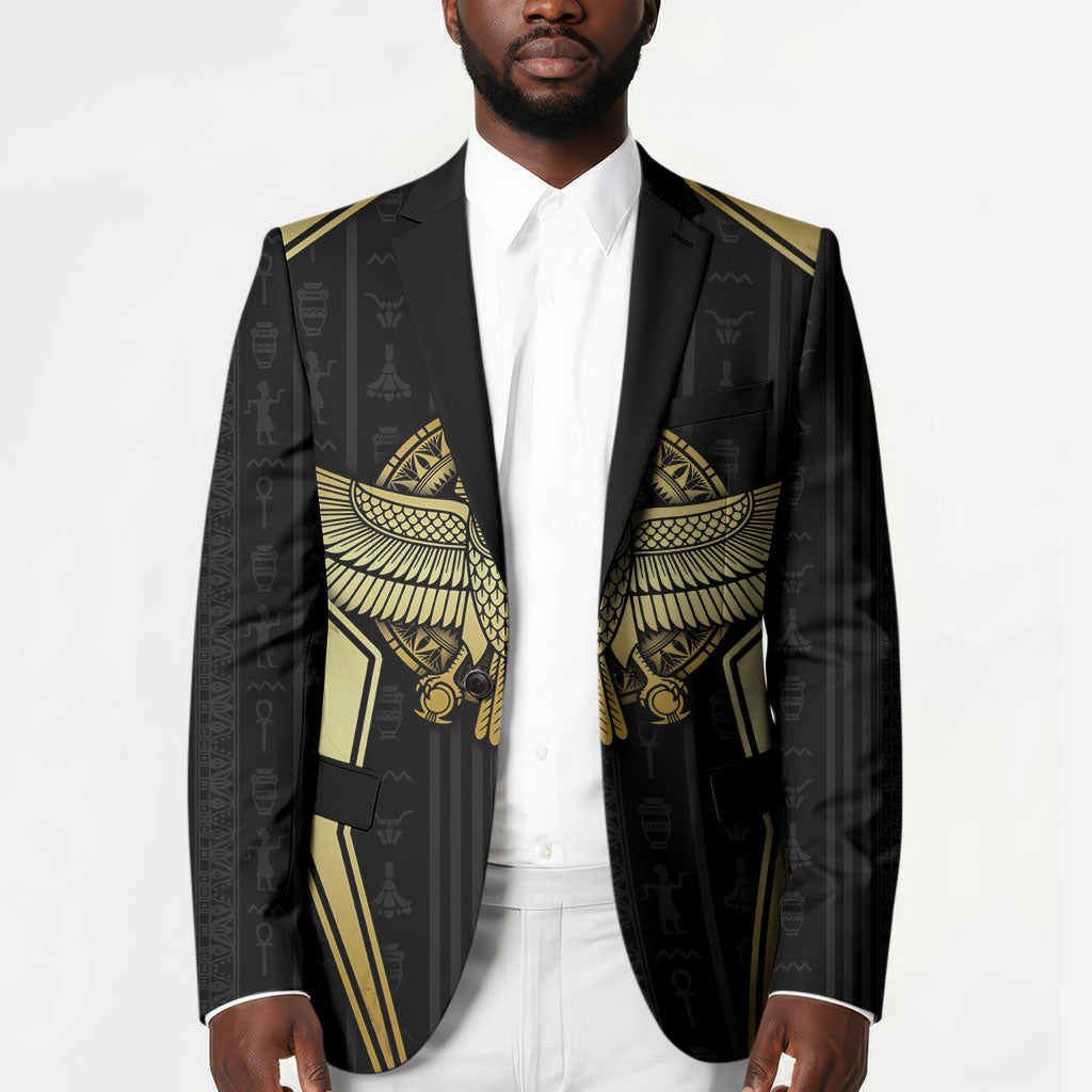 Egypt BA Blazer Winged Pharaoh Hieroglyphic Patterns