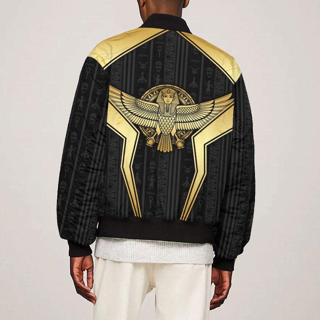 Egypt BA Bomber Jacket Winged Pharaoh Hieroglyphic Patterns