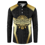 Egypt BA Button Sweatshirt Winged Pharaoh Hieroglyphic Patterns