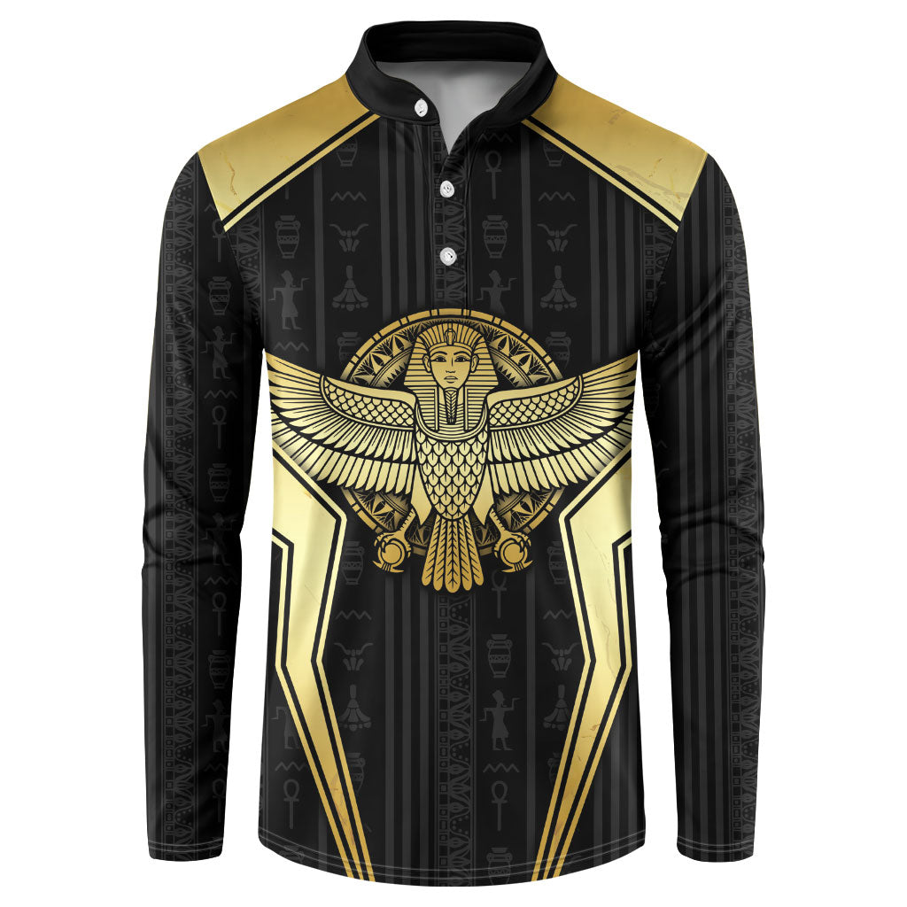 Egypt BA Button Sweatshirt Winged Pharaoh Hieroglyphic Patterns
