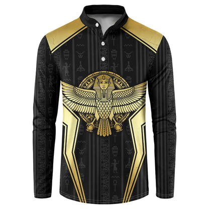 Egypt BA Button Sweatshirt Winged Pharaoh Hieroglyphic Patterns