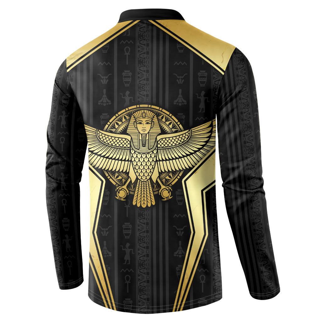 Egypt BA Button Sweatshirt Winged Pharaoh Hieroglyphic Patterns