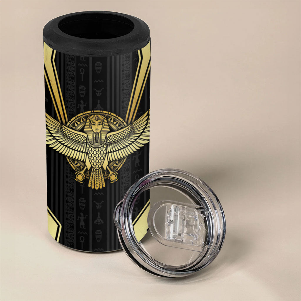 Egypt BA 4 in 1 Can Cooler Tumbler Winged Pharaoh Hieroglyphic Patterns