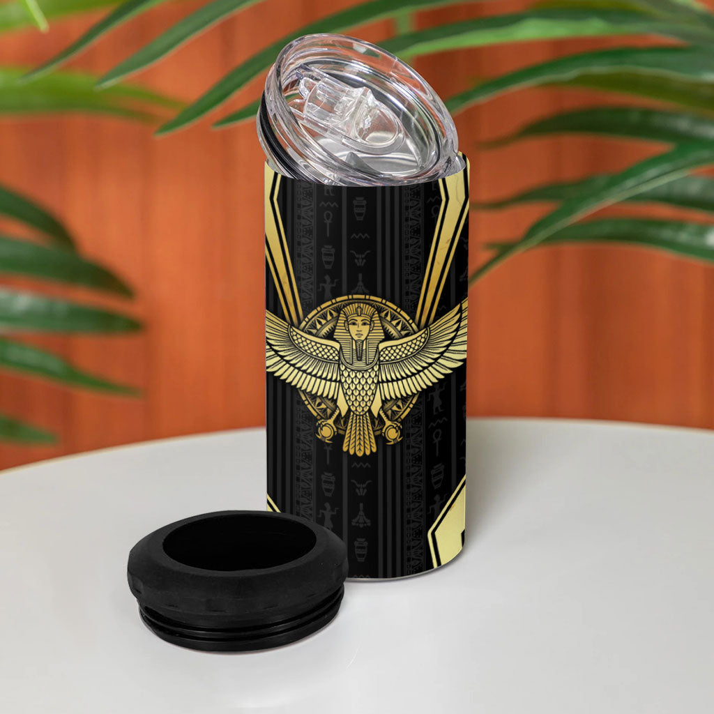 Egypt BA 4 in 1 Can Cooler Tumbler Winged Pharaoh Hieroglyphic Patterns