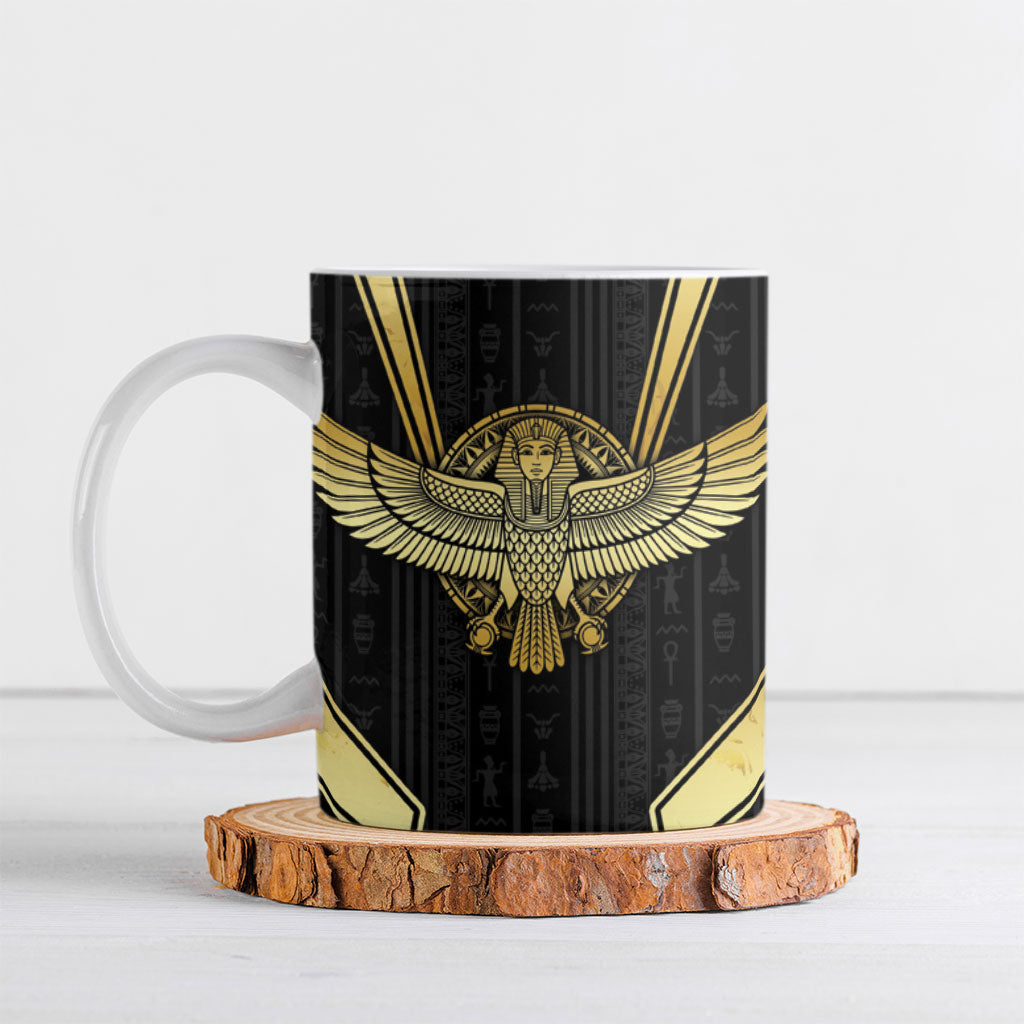 Egypt BA Ceramic Mug Winged Pharaoh Hieroglyphic Patterns