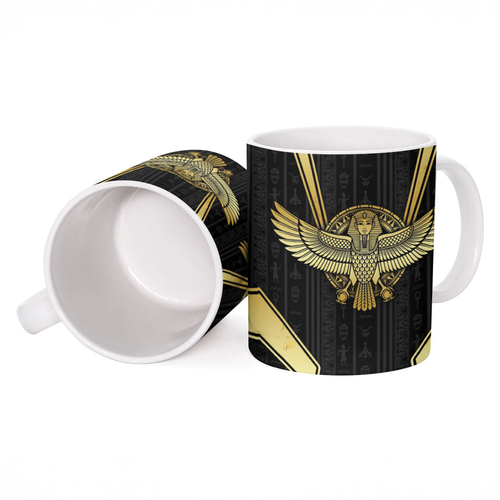 Egypt BA Ceramic Mug Winged Pharaoh Hieroglyphic Patterns