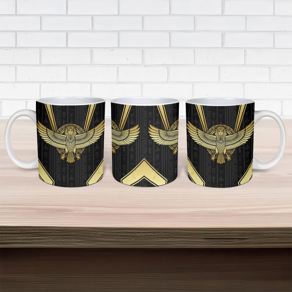 Egypt BA Ceramic Mug Winged Pharaoh Hieroglyphic Patterns