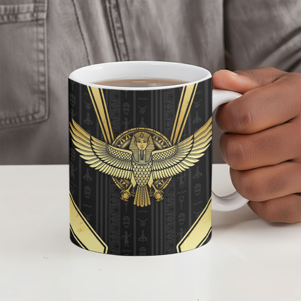Egypt BA Ceramic Mug Winged Pharaoh Hieroglyphic Patterns
