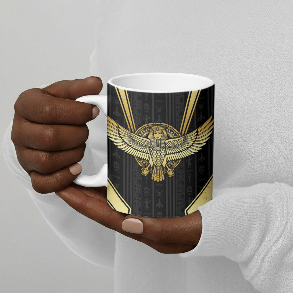 Egypt BA Ceramic Mug Winged Pharaoh Hieroglyphic Patterns