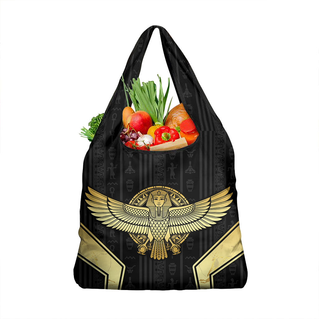 Egypt BA Grocery Bag Winged Pharaoh Hieroglyphic Patterns