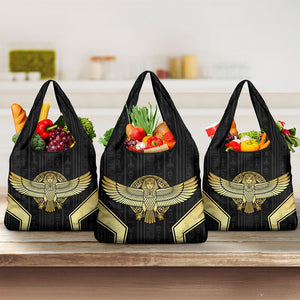 Egypt BA Grocery Bag Winged Pharaoh Hieroglyphic Patterns