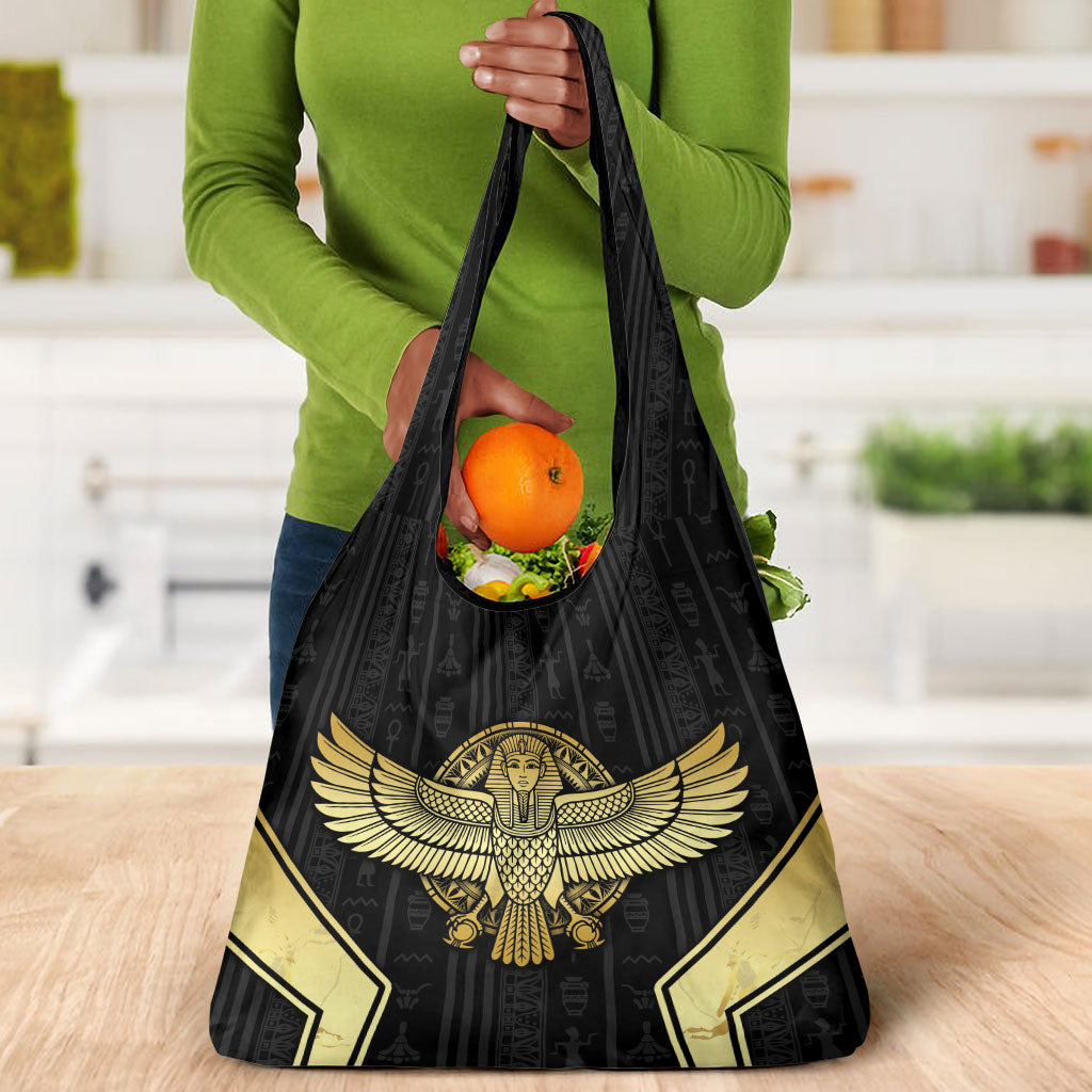 Egypt BA Grocery Bag Winged Pharaoh Hieroglyphic Patterns