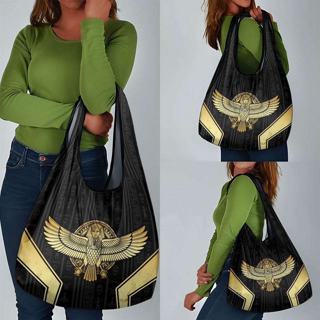 Egypt BA Grocery Bag Winged Pharaoh Hieroglyphic Patterns