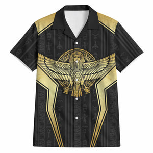 Egypt BA Hawaiian Shirt Winged Pharaoh Hieroglyphic Patterns