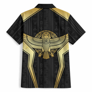 Egypt BA Hawaiian Shirt Winged Pharaoh Hieroglyphic Patterns