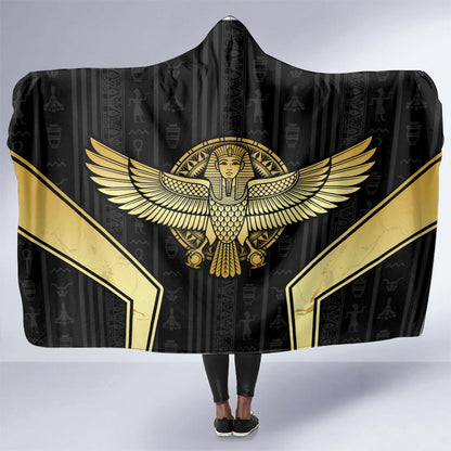 Egypt BA Hooded Blanket Winged Pharaoh Hieroglyphic Patterns