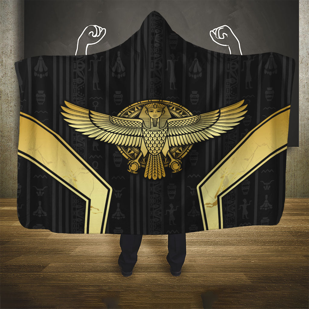 Egypt BA Hooded Blanket Winged Pharaoh Hieroglyphic Patterns