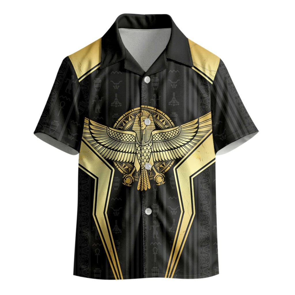 Egypt BA Kid Hawaiian Shirt Winged Pharaoh Hieroglyphic Patterns