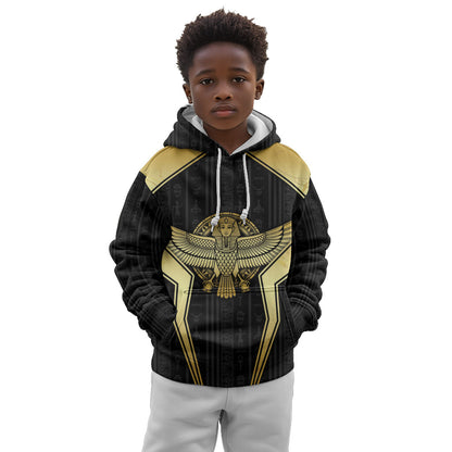 Egypt BA Kid Hoodie Winged Pharaoh Hieroglyphic Patterns