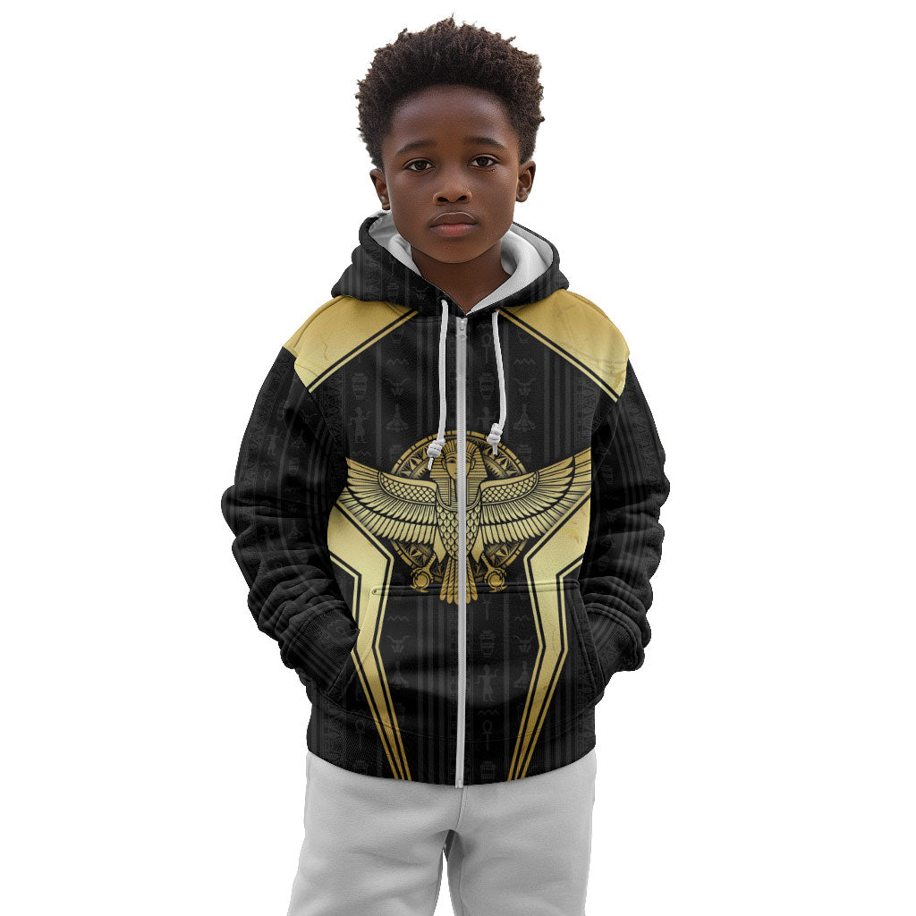 Egypt BA Kid Hoodie Winged Pharaoh Hieroglyphic Patterns