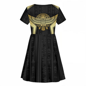 Egypt BA Kid Short Sleeve Dress Winged Pharaoh Hieroglyphic Patterns