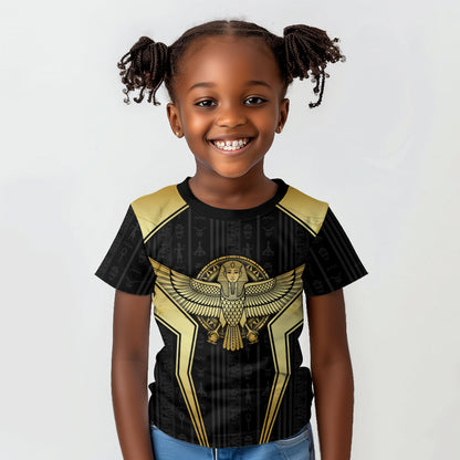 Egypt BA Kid T shirt Winged Pharaoh Hieroglyphic Patterns