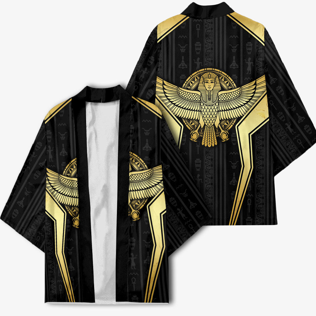Egypt BA Kimono Winged Pharaoh Hieroglyphic Patterns
