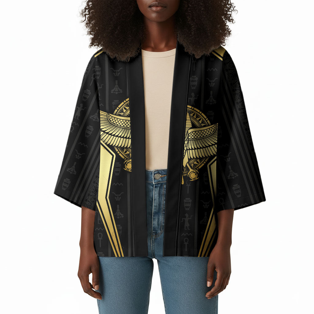 Egypt BA Kimono Winged Pharaoh Hieroglyphic Patterns