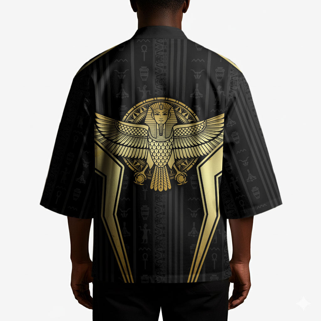 Egypt BA Kimono Winged Pharaoh Hieroglyphic Patterns