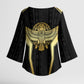 Egypt BA Kimono Sleeve Blouse Winged Pharaoh Hieroglyphic Patterns