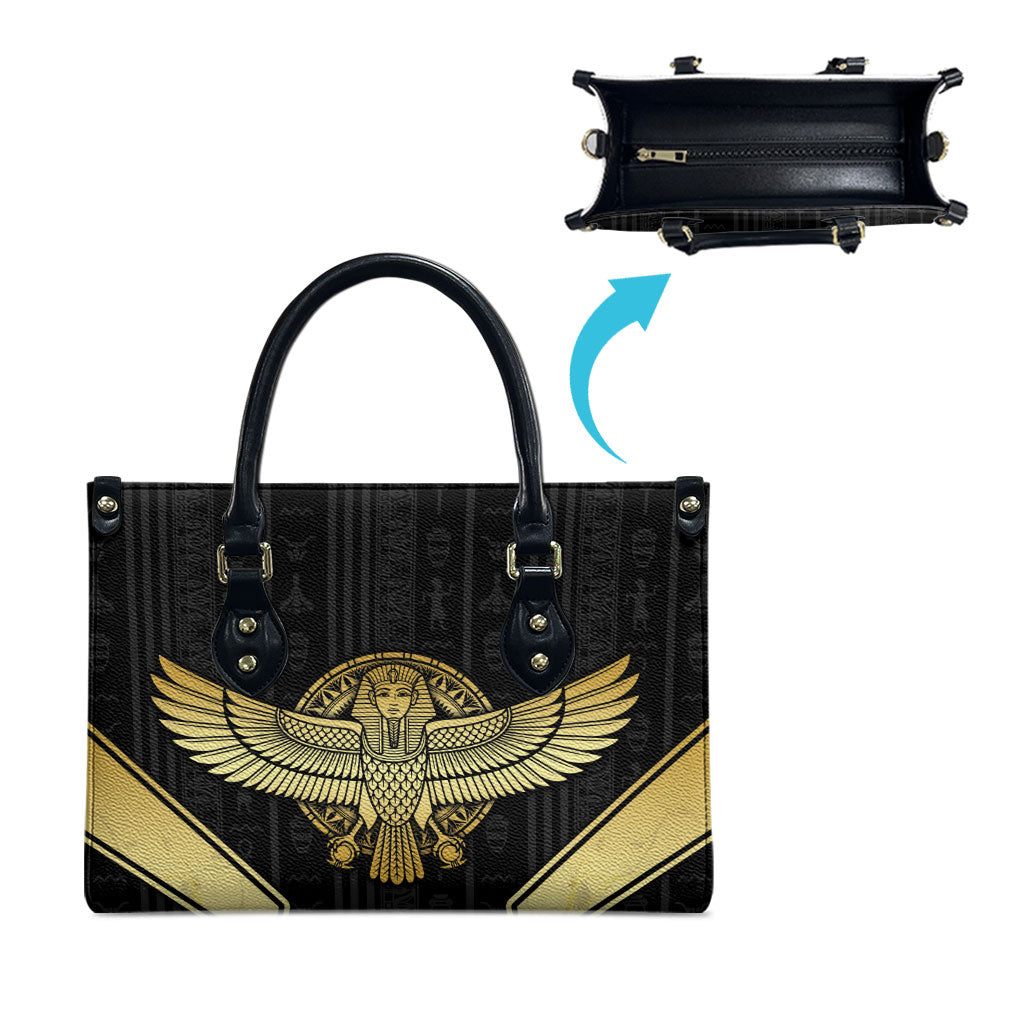 Egypt BA Leather Bag Winged Pharaoh Hieroglyphic Patterns