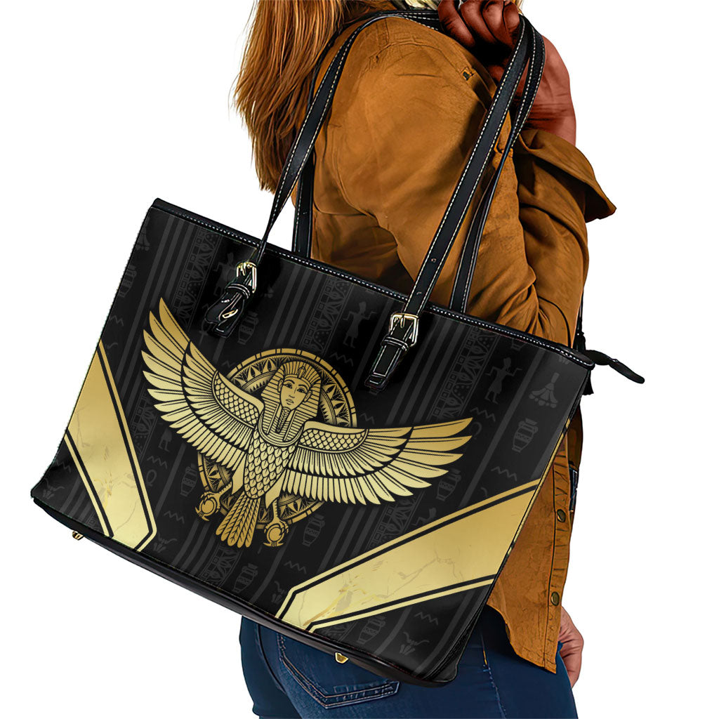 Egypt BA Leather Tote Bag Winged Pharaoh Hieroglyphic Patterns