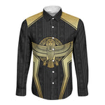 Egypt BA Long Sleeve Button Shirt Winged Pharaoh Hieroglyphic Patterns