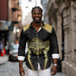 Egypt BA Long Sleeve Button Shirt Winged Pharaoh Hieroglyphic Patterns