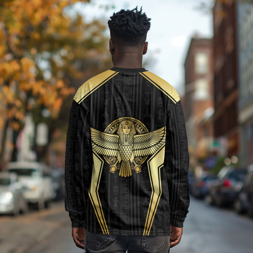 Egypt BA Long Sleeve Shirt Winged Pharaoh Hieroglyphic Patterns