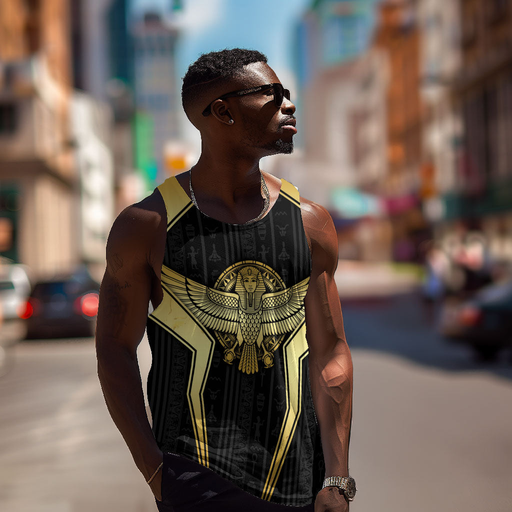 Egypt BA Men Tank Top Winged Pharaoh Hieroglyphic Patterns
