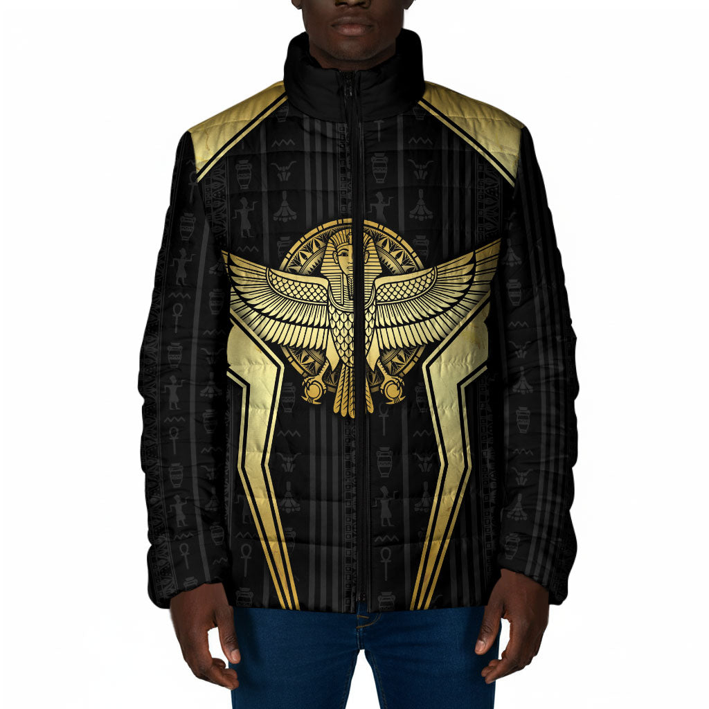 Egypt BA Padded Jacket Winged Pharaoh Hieroglyphic Patterns