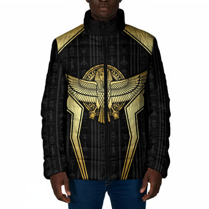 Egypt BA Padded Jacket Winged Pharaoh Hieroglyphic Patterns