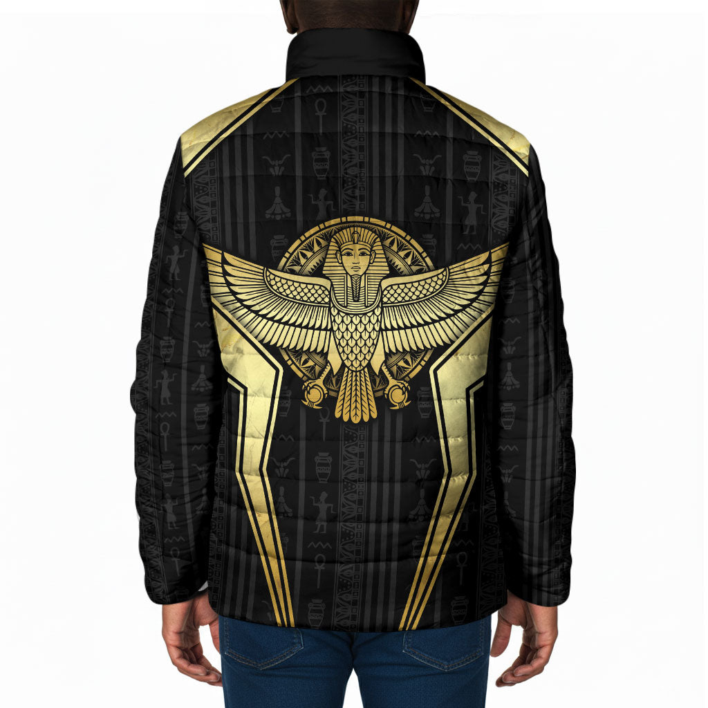 Egypt BA Padded Jacket Winged Pharaoh Hieroglyphic Patterns
