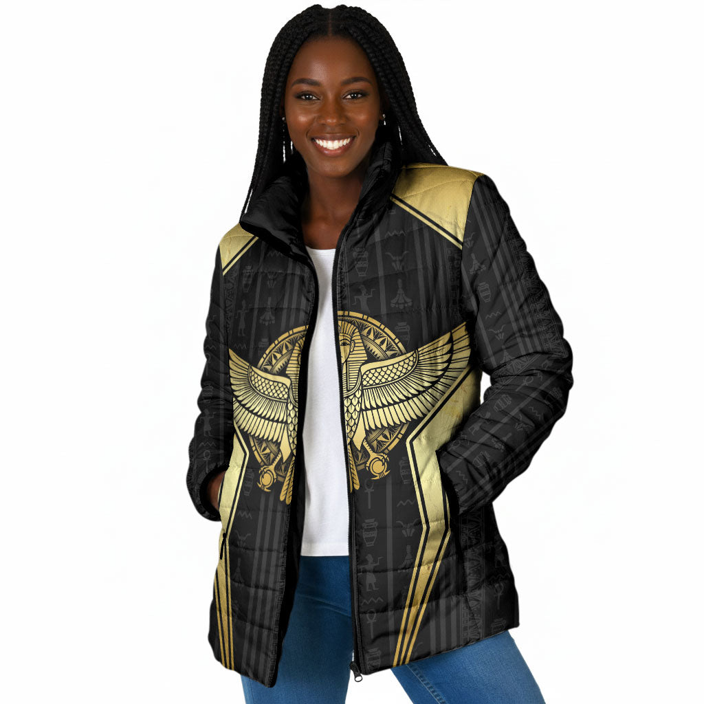 Egypt BA Padded Jacket Winged Pharaoh Hieroglyphic Patterns