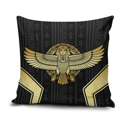 Egypt BA Pillow Cover Winged Pharaoh Hieroglyphic Patterns