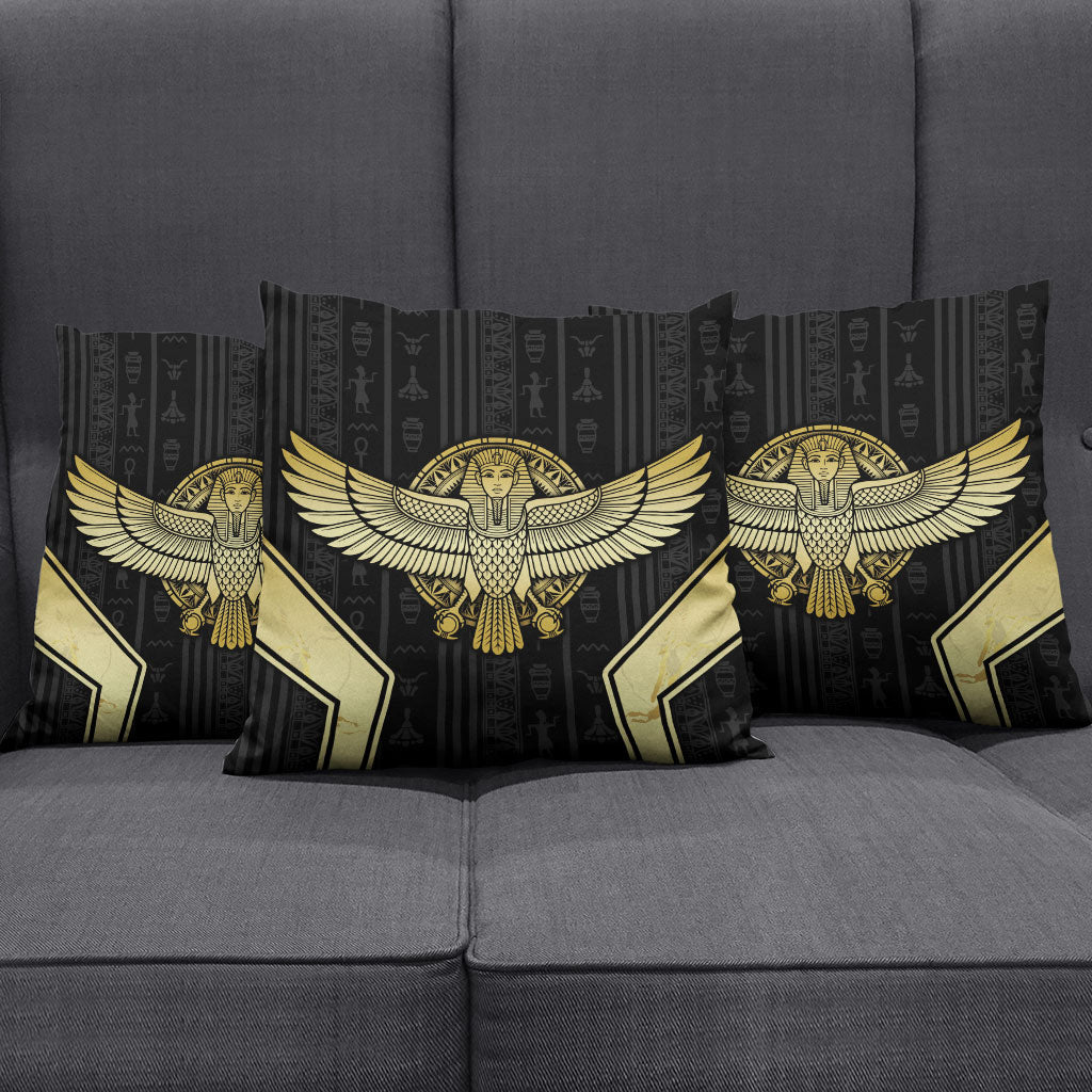 Egypt BA Pillow Cover Winged Pharaoh Hieroglyphic Patterns